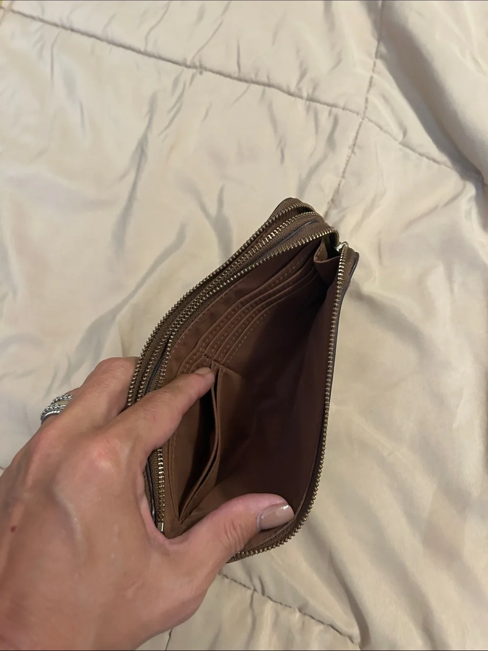 Coach Brown Signature Zip Wristlet